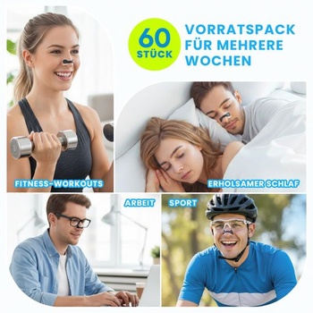 Magnetické nosní proužky proti chrápání: 60 kusů magnetických nosních proužků ve 4 velikostech pro
