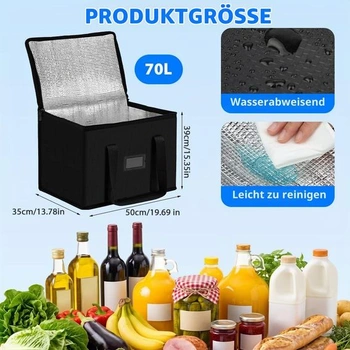 Velká chladicí taška o objemu 70 l, odolná izolovaná taška na pikniky na pláži