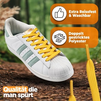 LaceHype - 2 páry prémiových šnúrok 10 mm, polyesterové šnúrky LC1 žlté 130 cm - 2 páry