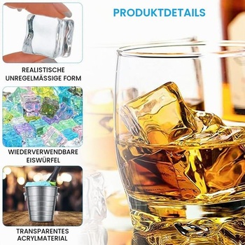 Opakovane použiteľné kocky ľadu, plastové kocky ľadu, 20 kociek ľadu v krásnych farbách,