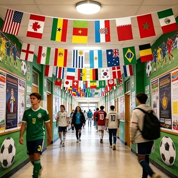 Řetěz s 48 vlajkami zemí pro dekoraci na mistrovství světa ve fotbale 2026, 14,5m vlajková girlanda