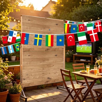 Řetěz s 48 vlajkami zemí pro dekoraci na mistrovství světa ve fotbale 2026, 14,5m vlajková girlanda