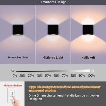 Nástěnná lampa Glighone 3000K černá 2ks