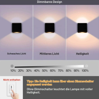 Nástenná lampa Glighone 3000K čierna 2ks