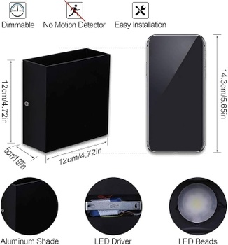 Nástěnná lampa Glighone 3000K černá 2ks