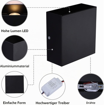 Nástěnná lampa Glighone 3000K černá 2ks
