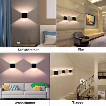 Nástenná lampa Glighone 3000K čierna 2ks