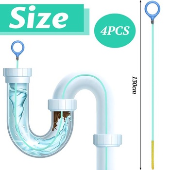 Sada 4 spirál na čištění odpadů, 130cm tyčinky na čištění odpadů, spirála na čištění potrubí pro