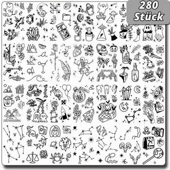 CHARLENT 280 Designs Mini dočasné tetovanie pre dospelých, 56 listov