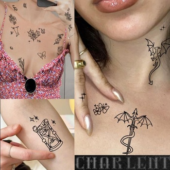 CHARLENT 280 Designs Mini dočasná tetování pro dospělé, 56 listů