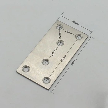 10 plochých spojek, nerezová ocel, 80×40×1,75 mm, perforovaný plech, dřevěný spoj, kovová plochá