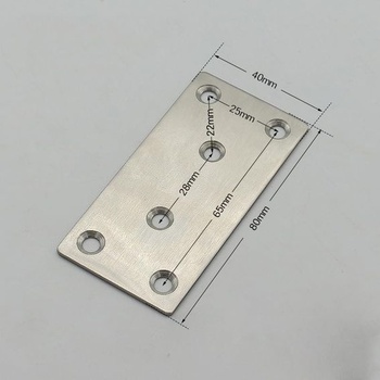 10 plochých spojok, nerezová oceľ, 80×40×1,75 mm, perforovaný plech, drevený spoj, kovová plochá