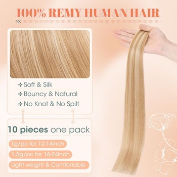 Benehair Tape-in prodlužování, pravé lidské vlasy, neviditelné prodloužení Tape-in