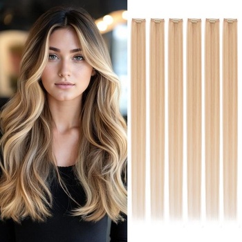 Benehair Clip-in predlžovanie, pravé ľudské vlasy, 6 kusov, 45 cm jeden klip pre predĺženie pravých
