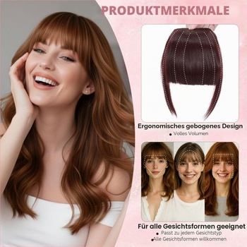 Benehair Clip-in predná ofina Francúzska clip-in ofina s spánkami Prírodná tmavo vínová umelá ofina