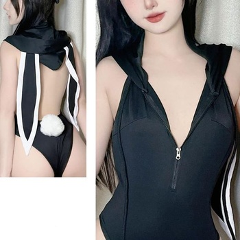Dámsky sexy kostým zajačika, jednodielny, anime, spodná bielizeň, cosplay, kawaii, zips, odhalený na