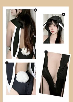 Dámsky sexy kostým zajačika, jednodielny, anime, spodná bielizeň, cosplay, kawaii, zips, odhalený na