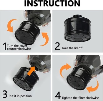 Filtr pro plynovou masku, 40mm filtr s aktivním uhlím kompatibilní s celoobličejovou plynovou