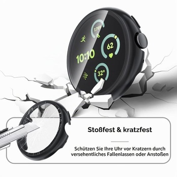 3dielne vodotesné puzdro s ochranou obrazovky pre Google Pixel Watch 3 2 Puzdro A5: Čierna + Čierna