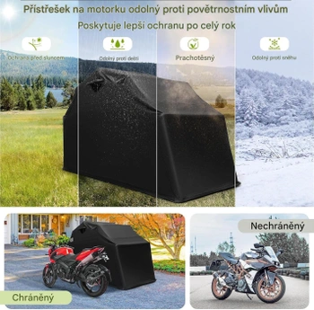 Plachta na motorku z oxfordskej tkaniny AW10025BK, s kovovým rámom, vodeodolná, čierna - B