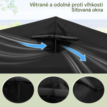 Plachta na motorku z oxfordskej tkaniny AW10025BK, s kovovým rámom, vodeodolná, čierna - B