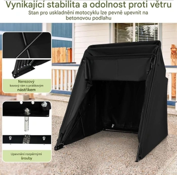 Plachta na motorku z oxfordskej tkaniny AW10025BK, s kovovým rámom, vodeodolná, čierna - B