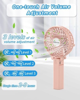 Ruční ventilátor iEGrow, přenosný mini ventilátor, dobíjecí přes USB [2–9 hodin provozu], 3