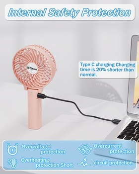Ruční ventilátor iEGrow, přenosný mini ventilátor, dobíjecí přes USB [2–9 hodin provozu], 3