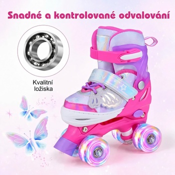 Nastaviteľné korčule so 4 osvetlenými kolieskami TS10406PI, ​​EU 30-33, ružové - B