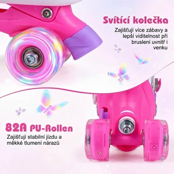 Nastaviteľné korčule so 4 osvetlenými kolieskami TS10406PI, ​​EU 30-33, ružové - B