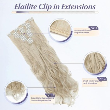 Elailite Clip-In predlžovanie vlasov, sada 140 g, 8 kusov, 18 sponiek, predlžovanie vlasov, 60 cm,