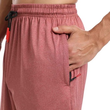 Pánske športové kraťasy JustSun so zipsom, ľahká strečová tkanina, veľkosť L, vínovo červené