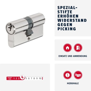 Valec zámku ABUS E50 N 35/35 - ochrana proti odvŕtaniu, nikel 35/35 vs.