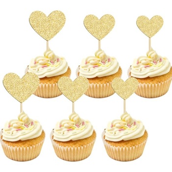 Trblietavé ozdoby na muffiny so srdiečkami, 30 ks ozdôb na…
