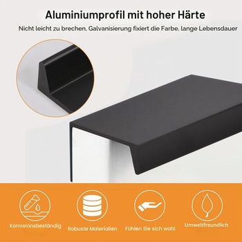 MOROBOR Černá mini úchytka s hranou na prsty, 4 kusy, skrytá úchytka, moderní styl, úchytka
