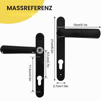 Sada dverových kľučiek Dokeno UPVC, rozstup 92 mm, rozstup otvorov pre skrutky 210 mm, kľučka pre vstupné