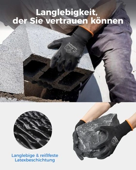 Pracovní rukavice toolant Crinkle Latex, hromadné balení, pogumované bezpečnostní pracovní rukavice