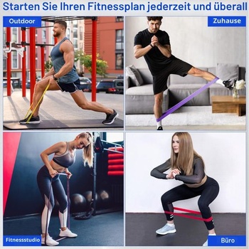 Sada odporových gúm, 5 fitness gúm rôznych úrovní, sada odporových gúm s kotvou do dverí, rukoväť,