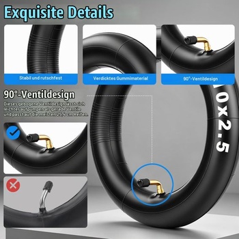 2 kusy duše 10x2,5, 10palcová zesílená duše pro elektrické koloběžky, silnostěnná (2 mm), vysoká