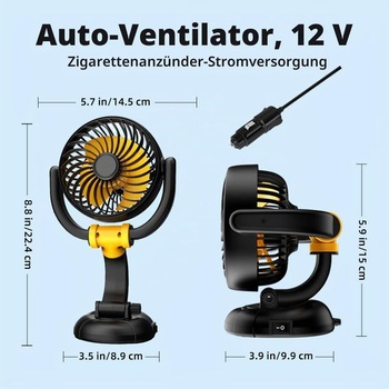 12V ventilátor do auta na chladenie vozidla - ventilátor do zapaľovača cigariet s bezkefovým