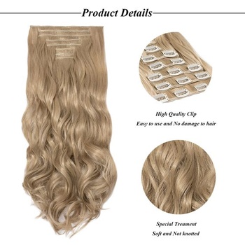 Clip-in predlžovanie vlasov, 45 cm, 8 kusov, vlnité, popolavo blond