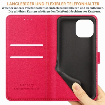 Puzdro Ganbary na telefón pre iPhone 14 / iPhone 13, prémiové kožené flipové puzdro [sloty na