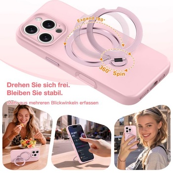 Tekutý silikónový magnetický stojan otočný o 360 ° pre iPhone 16 Pro Max [magnetická