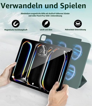 Magnetické puzdro JKSML pre iPad Pre 11 palcov (M5/M4) 2025/2024 - tmavo zelené