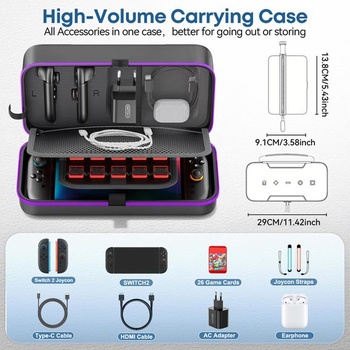 Púzdro OIVO Switch 2 pre Nintendo Switch/OLED/2, veľké púzdro pre Joy-Con a napájací adaptér EU,