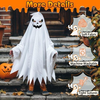 Detský kostým ducha, biely halloweensky kostým pre dievčatá a chlapcov