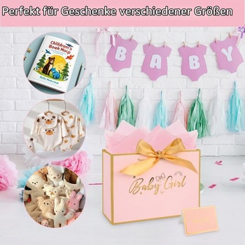 Dárková taška pro holčičku s kartonem a papírovými ubrousky 28× 20× 10 cm Dárek k narození dítěte,