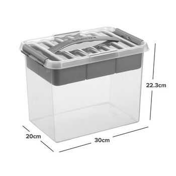 Úložný box Sunware Q-line s vložkou, 9 l - 30x20x22, 3 cm - priehľadná plastová krabica - Úložné boxy