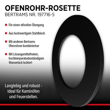 BERTRAMS Rozeta na kamna, plochá, Ø 150 mm, černá | Krycí rozeta 5 cm