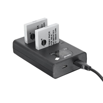 Náhradná batéria DSTE NB-4L (2 ks) + duálna USB nabíjačka s LCD displejom kompatibilná s
